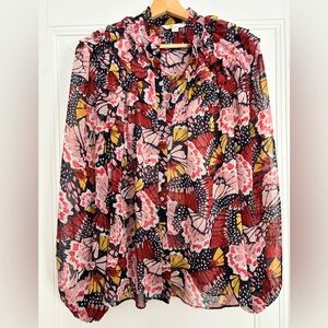 Boden Multicolor Butterfly Print Blouse